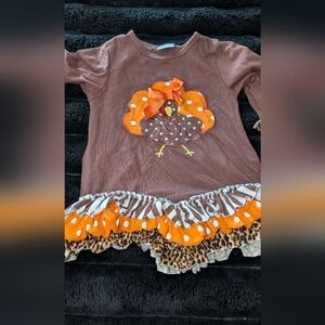 Brown and Orange Turkey Shirt - Girls - Sparkle in Pink